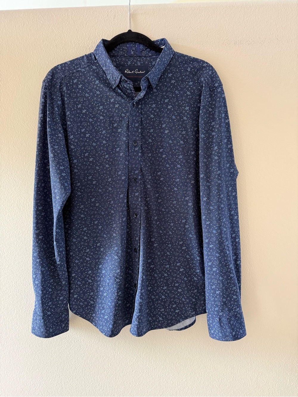 Robert GrahamTailored Fit Dark Blue Micro Floral Button-Down Shirt Flip Cuff